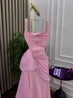 فستان سهره كت لون خربزي فاتح