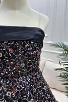 فستان سهره اسود توب مزخرفه بتصميم راقي