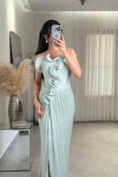 فستان سهره توب بكسرات لون ازرق فاتح