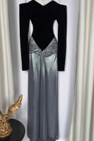 فستان سهرة أنيق بلون اسود و رمادي