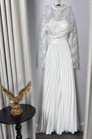 فستان سهره ناعم اوف شولدر لون ابيض