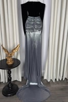 فستان سهرة أنيق بلون اسود و رمادي