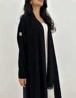 كريب مطرز زري ياباني اسود كامل كلوش