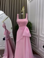 فستان سهره كت لون خربزي فاتح