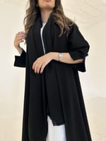 عباية كريب جاكار سواد فاحم قصة كلوش