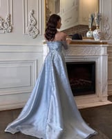 فستان سهره اوف شولدر مع اكمام شفافة مزينة