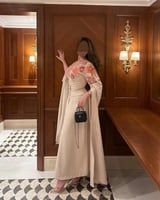 فستان ناعم بأكمام طويلة لوان بيج