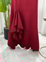 فستان كت ورد برغندي فخم