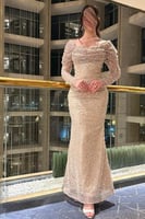 فستان سهره اوف شولدر لون ذهبي