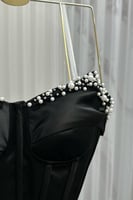 فستان سهره توب مزينة باللولو