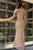 فستان سهره اوف شولدر لون ذهبي