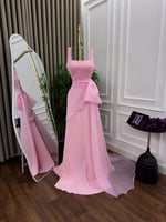 فستان سهره كت لون خربزي فاتح