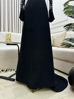 فستان سهره بأكمام طويلة لوان اسود