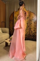 فستان سهره بذيل فيونكه لون خربزي