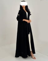 كريب مطرز زري ياباني اسود كامل كلوش