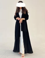 كريب مطرز زري ياباني اسود كامل كلوش