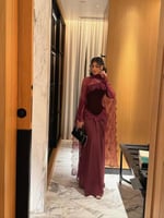 فستان سهرة أنيق شتوي لون عودي