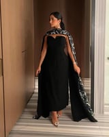 فستان توب مع شال خاري لوان اسود