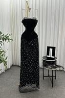 فستان سهره توب مزين بالكرستال لون اسود