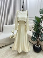 فستان ناعم قطعتين بأكمام طويلة