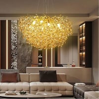 نجف مودرن ذهبي شفاف E14*13L قطر 80 سم