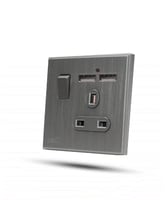 فيش مع 2مخرج usb بيانو رصاصي خشبي TV.ON