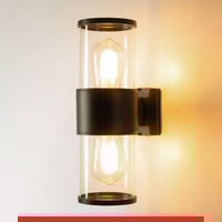 انارة جدارية خارجي بتصميم زجاجي اسطواني جهتين