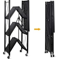 رفوف ستيل متحركة وقابلة للطي ، 4 دور ، لون أسود /7...