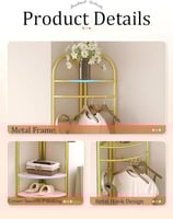 ALCOACH رف معطف زاوية معدني: حامل ملابس ذهبي مع 3...