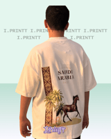 تيشرت ابيض اليوم الوطني تصميم الخيل