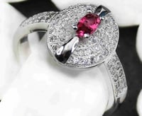 خاتم نسائي مطلي بالفضة ومزين بالزركون الكوبي مقاس...