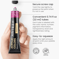 ARTEZA Metallic Acrylic Paint, Set of 36 Colors