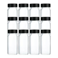 علب توابل زجاج غطاء اسود طقم 12 حبة