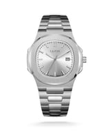 ساعة رجالية من الستيل بميناء فضي - Silver