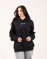 هودي أوفر سايز أسود قصة بوكس