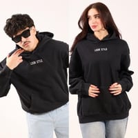 هودي أوفر سايز أسود قصة بوكس