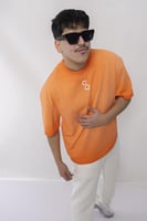 تيشرت لون اورنج بخامة مغسول