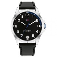 ساعة رجالية تومي هيلفيغر جلد اسود 44 ملم