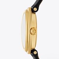 ساعة توري بورش اوفال حزام وجلدي أسود