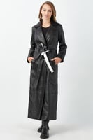 معطف ريتا جلد طبيعي للنساء باللون الأسود من DERIZA...