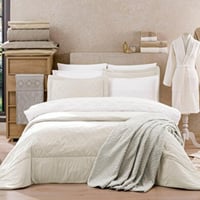 طقم مفرش ولحاف زفاف متكامل - كريمى - تجهيز شامل لغ...