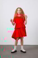 فستان بناتي أحمر بفيونكة و كرانيش من gizia - أصلي