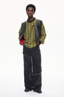 سترة جلد خروف انثراسايت تصميم فاخر Les Benjamins ت...