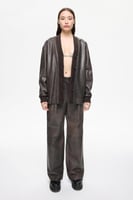 بنطال جلدي - أسود - بسحاب وجيوب جانبية - Les Benja...