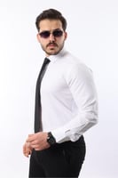 قميص رجالي أبيض Slim Fit كلاسيكي لمظهر أنيق Zafoni...