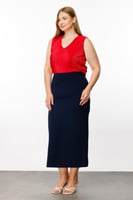 تنورة طويلة بفتحة خلفية باللون الأزرق الداكن من EK...