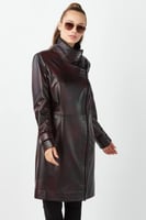 معطف واق من المطر للمرأة من الجلد الطبيعي من DERIZ...