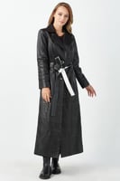 معطف ريتا جلد طبيعي للنساء باللون الأسود من DERIZA...