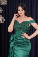 فستان سهرة نسائي أخضر زمردي بتطريز من 2k-m - أصلي