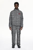 جاكيت منتفخ بسحاب منقوش – دافئ ومريح – جيوب جانبية...